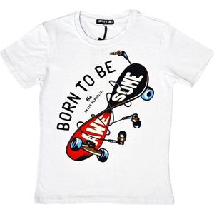 S&C Shirtje Awesome wit Kids & Kind Jongens Zwart - Maat: 122/128