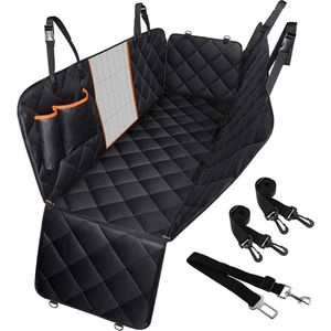 Waterproof Dog Hammock Car Seat Cover with Mesh Window Pockets for Rear Seat Protection - Ruiqas