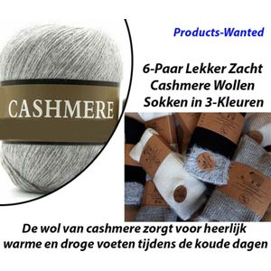 Cashmere Wollen Sokken 6-Paar in 3-Kleuren-Maat 39-42