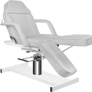 Cosmetische stoel — hydraulische cosmetische stoel met voetsteunen — massagebank — behandelstoel grijs