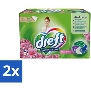 Dreft - Wasmiddelcapsules - Touch of Pink - Geurige verzorging - 16 Wasbeurten - Voordeelverpakking - 2 stuks