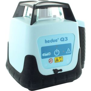 hedue® Rotatielaser Q3 in grote koffer - roterende bouwlaser met twee laserklassen, ontvanger E4, statief 1 m, nivelleerlat 2 m, afstandsbediening en oplader
