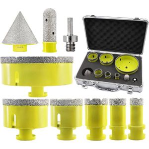 Diamant Tegelboorset 9 Stuks (20/25/35/50/68/110 Mm + 20 Mm Vingerfrees + 50 Mm Diamantboor + Adapter) - Diamant Gatenzaag Set Voor Keramische Tegels, Porselein, Marmer, Graniet, M14