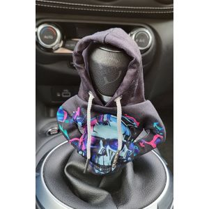 DEETJE – Versnellingspook Hoodie - Universele Pook Cover Met Capuchon - Hoodie Pook Hoes - Versnellingspook Beschermer - Autopook Cover - Pookknop - Skull