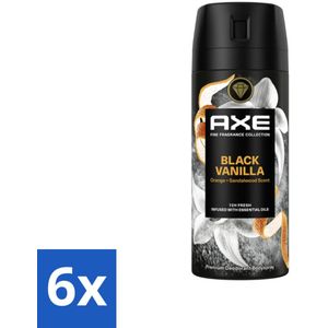 6 x AXE - Deodorant Spray - Black Vanilla - Zoet & Kruidig - Verzorgend - 150 ml - AXE Deodorant - Black Vanilla - Mannelijke Geur - Zoete Geur - Kruidige Geur