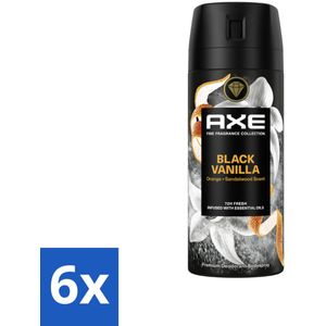 6 x AXE - Deodorant Spray - Black Vanilla - Zoet & Kruidig - Verzorgend - 150 ml - AXE Deodorant - Black Vanilla - Mannelijke Geur - Zoete Geur - Kruidige Geur