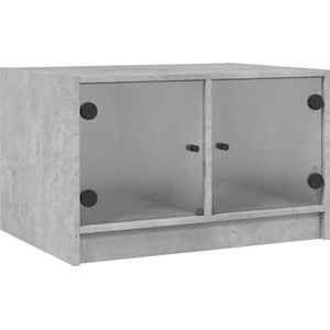 vidaXL - Salontafel - met - glazen - deuren - 68x50x42 - cm - betongrijs