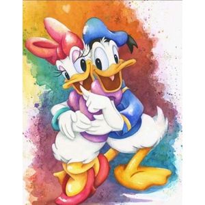 Diamond painting Disney Donald en Katrien Duck 30x40 ronde steentjes