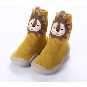 Anti-slip babyschoentjes - soksloffen - eerste loopschoentjes van Baby-Slofje - Okergeel Leeuw maat 20/21