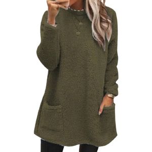 Dames Oversized Fleece Sweatshirt - Casual Lange Mouwen met Zakken