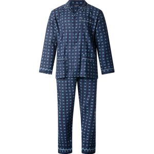 Gentlemen - warme klassieke heren pyjama 9444 met doorknoop - flanel - donkerblauw - maat 62