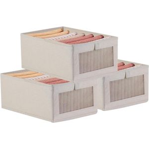 Opvouwbare stoffen opbergkubus - ademend zijnet - 41 x 28 x 17 cm - broeken, T-shirts, truien, leggings