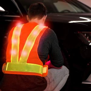 reflecterend veiligheidsvest met licht - Geel waarschuwingsvest met 16 rode LED-lampen - Reflecterend hesje -