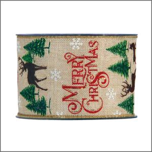 Luxe jute kerstlint - 63mm x 10 meter - Merry Christmas - decoratie lint