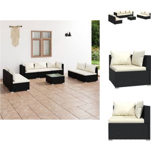 vidaXL Loungeset zwart - PE-rattan - Modulair design - Hoogwaardig materiaal - Stevig frame - Toegevoegd zitcomfort - Geniet van je vrije tijd - Tuinset