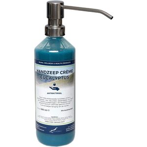 Handzeep Crème Eucalyptus 500 ml - met gratis RVS zilverkleurige pomp