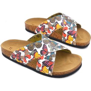 Goby - Butterfly Bliss Slippers - Vegan Leer - Handgemaakt - Kleurrijk Vlinder Design - Maat 37