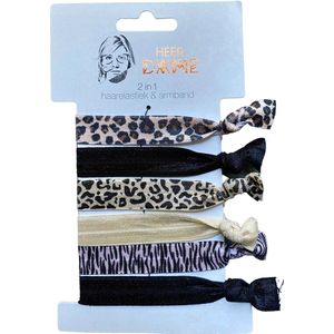 Heer Dame - 2 in 1 - Haarelastiek - Armband - SANZA - Tijgerprint