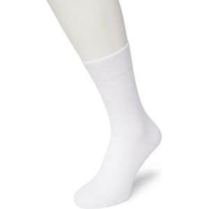 Bonnie Doon Katoenen Comfort Sok Wit Dames maat 35/38 - Speciale Breitechniek in Boord - Knelt niet - Katoen en Lycra - Maximaal Draagcomfort - Zakt niet af - Gladde Teennaad - Voor Gevoelige Voeten en Benen - White - BE121401.103