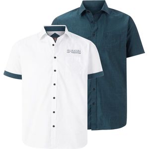 Jan Vanderstorm - Overhemd - Petrol/Wit - Comfort Fit - 2 Pack