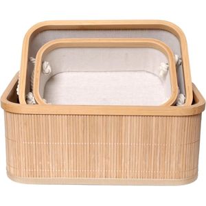 ENGLISH HOME opvouwbare wasmand met deksel en handgrepen bamboe doek voering opvouwbare opberg organizer rechthoekige kleding Hamper met handgrepen voor badkamer slaapkamer kleding speelgoed