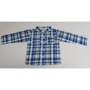 Overhemd - Jongens - geruit - Blauw / wit /groen - 2 jaar 92