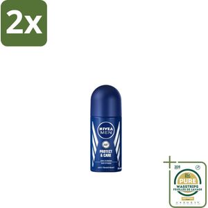 Nivea - Men - Deodorant - Roller - Protect & Care - 50 ml - Voordeelverpakking - 2 stuks - Deodorant rol - Zweetbeheersing