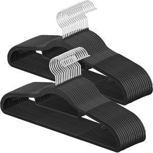 30 stuks robuuste kunststof hangers - antislip - ruimtebesparend - 42 cm breed - 360° draaibare haak - zwart - CRP020B03