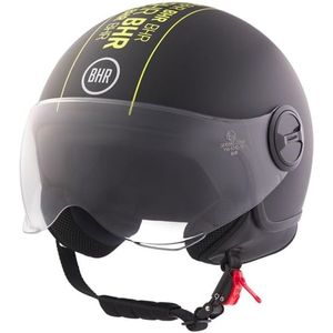 BHR 835 - Vespa helm - zwart stripe - maat S - mat zwarte jethelm - scooter en motorhelm