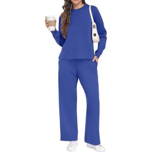 GRECERELLE Tweedelig joggingpak dames trainingspak herfst outfits tracksuit lange mouwen casual crew neck tops en trainingspakken joggingbroek met zakken