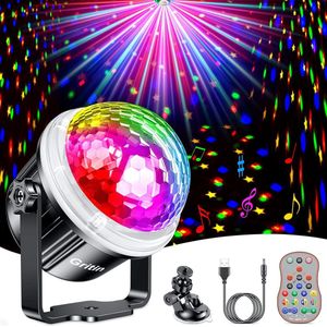 DiverseGoods Discolichten, 360 ° rotatie Muziek geactiveerde discoballichten met 4M USB-kabel en afstandsbediening - [Dynamisch sterpatrooneffect] -feestverlichting voor kinderverjaardag, thuisbijeenkomst [Energieklasse A+++]