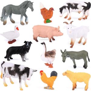 12 Pieces Mini Farm Animal Figures for Kids - Farmhouse Barn Animals Play Set for Boys and Girls - Cake Decoration and Animal Theme Birthday Party