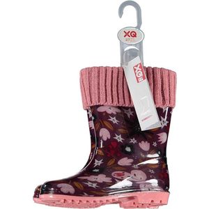 XQ Snowboots kinderen - gevoerde kinderlaars - roze print - maat 24