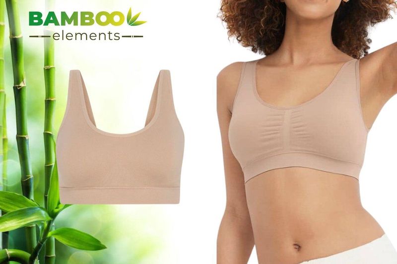 Bamboo Elements Naadloze BH Zonder Beugel - Nude - Uitneembare BH pads - Bralette Dames - Beha - Bamboe - Seamless Ondergoed Dames