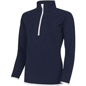Damessportshirt 'Cool 1/2 Zip Sweat' Solid Navy/White - XS