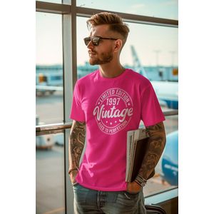1997 Jaar Roze T-shirt Heren - Maat S - Aged Vintage - Verjaardag Cadeau Mannen - Limited Edition