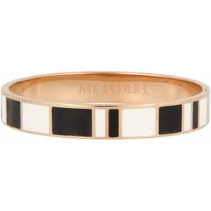 My Bendel - Rose goudkleurige bangle in zwart wit design - Bangle zwart wit - rosé goudkleurig - Met luxe cadeauverpakking