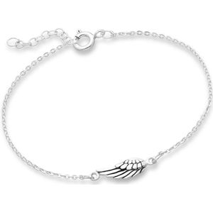 EAR IT UP - Armband - Dames - Vleugel - Engel - 925 sterling zilver - Geoxideerde details - 15 tot 17,5 cm - 1 stuk