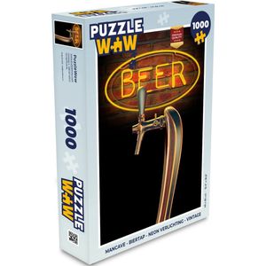 Puzzel Mancave - Biertap - Neon verlichting - Vintage - Legpuzzel - Puzzel 1000 stukjes volwassenen