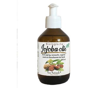 Jojoba olie 250 ml - Puur - Biologisch - Ongeraffineerd - Koudgeperst - Gezicht en Lichaam - Dag en Nachtcrème - Handcrème - Bodylotion - Voetencrème - Haarmasker - Massageolie - Bio - Pure Naturals