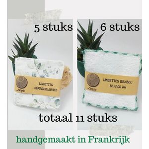 11 stuks Handgemaakte dubbelzijdige duurzame bamboe watten - dokjes - make-up verwijderen - duurzaam - 11 stuks