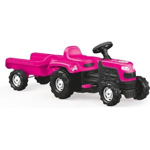 Dolu Eenhoorn Traptractor met Aanhanger Roze/Zwart