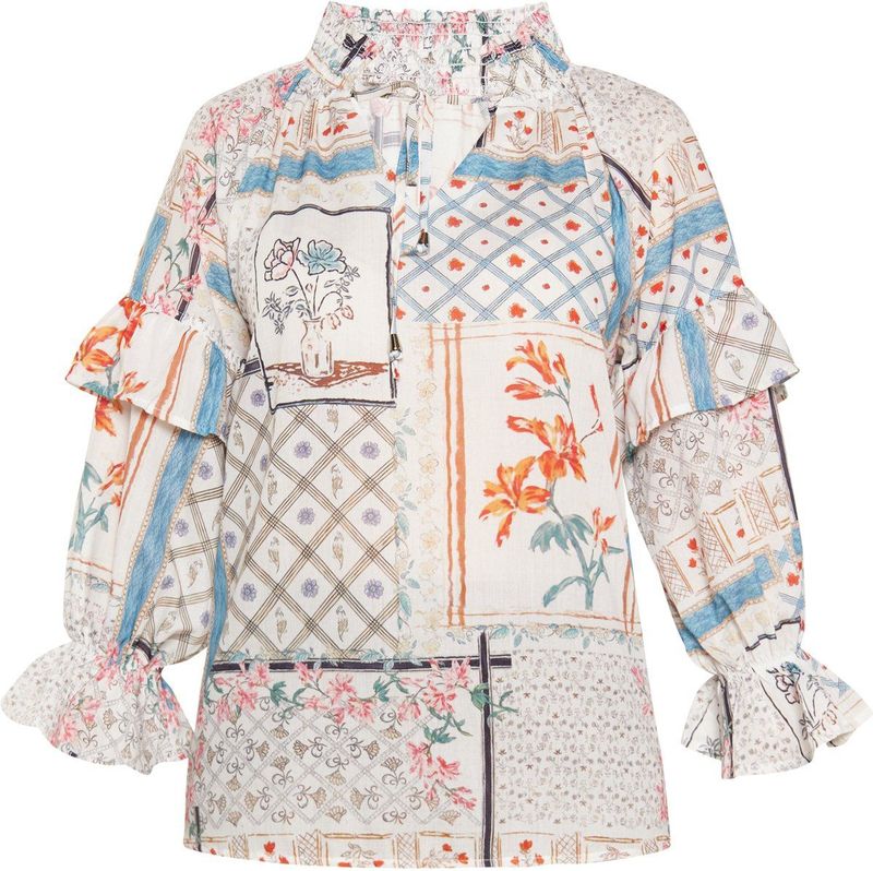 usha FESTIVAL Blouse  saffier / mandarijn / zwart / wit