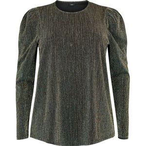 ZIZZI MESTA, L/S, LUREX BLOUSE Dames Blouse - Black - Maat S (42-44)