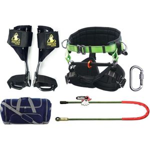 Klimsporen Set Panther Spikes Carbon met Velcro - Fliplijn 3 meter TreeUp Klimgordel Maat M-XL - Maat: M/XL