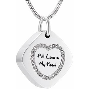 Zilverkleurige Ashanger Full Love - Stalen 316l