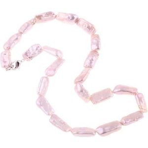 Zoetwaterparel ketting Pearl Rectangle Pink