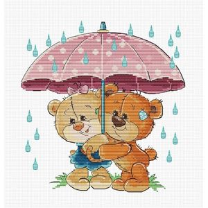 borduurpakket teddy beren onder de paraplu