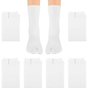 6 Paar - Teensokken - Sokken - Japanse Sokken - Sandaal Sokken - Slipper Sokken - Big Toe Sock - Grote Teen Sokken - One Size Unisex - Sokken Voor Heren Dames - Flip Flop Sokken - Teen Sokken - Maat One Size - Wit