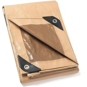 Multifunctioneel Waterdicht Afdekzeil 4x4 m | Scheurvast en UV-bestendig | Beige Kaki